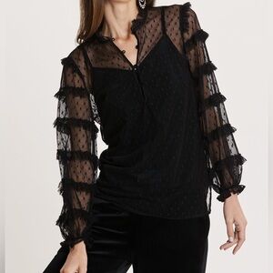 Tyler böe Velvet Clip Dot Ruffle Top